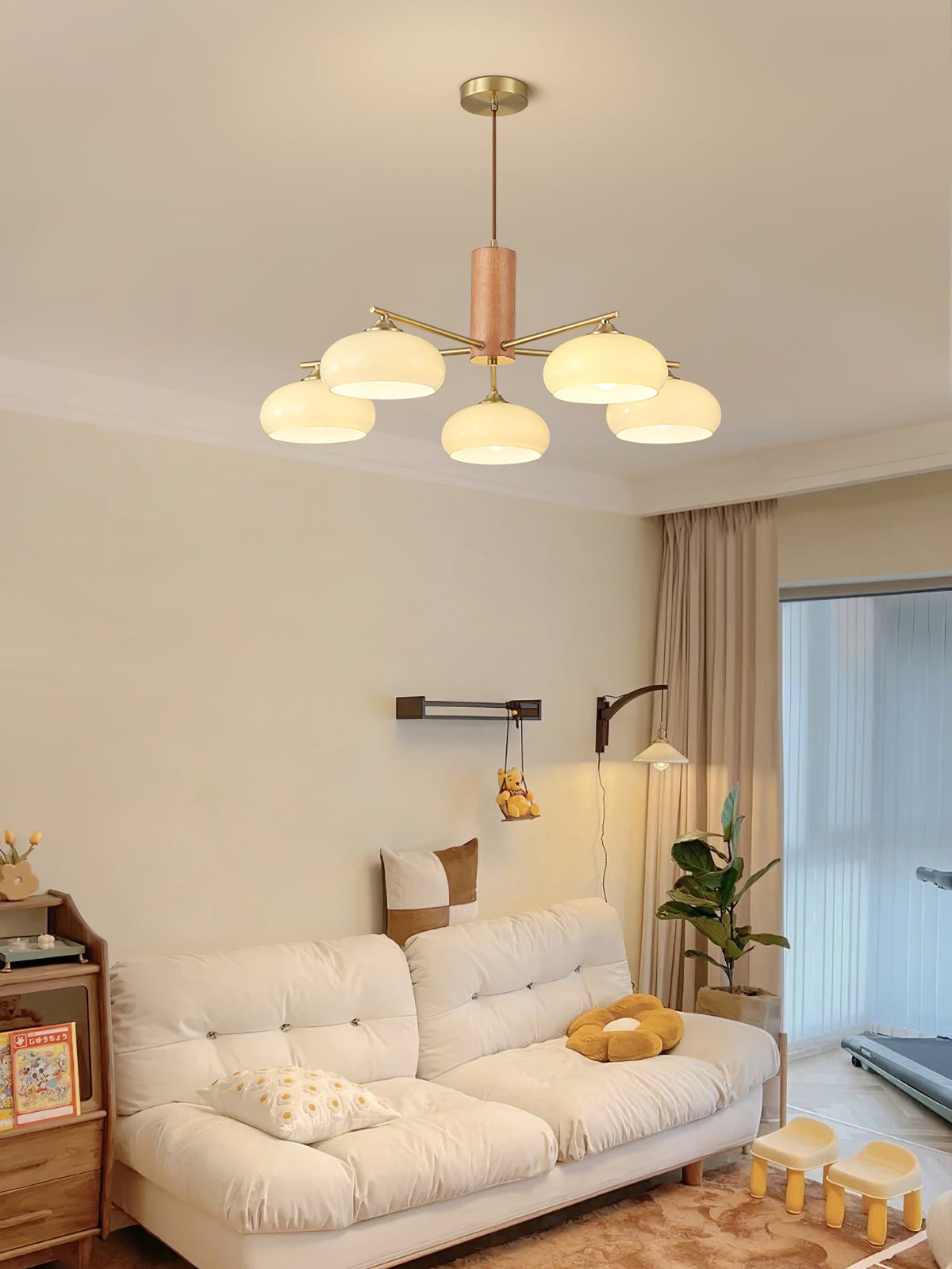 
Nova Persimmon Metal and Glass Chandelier with Brass Arms