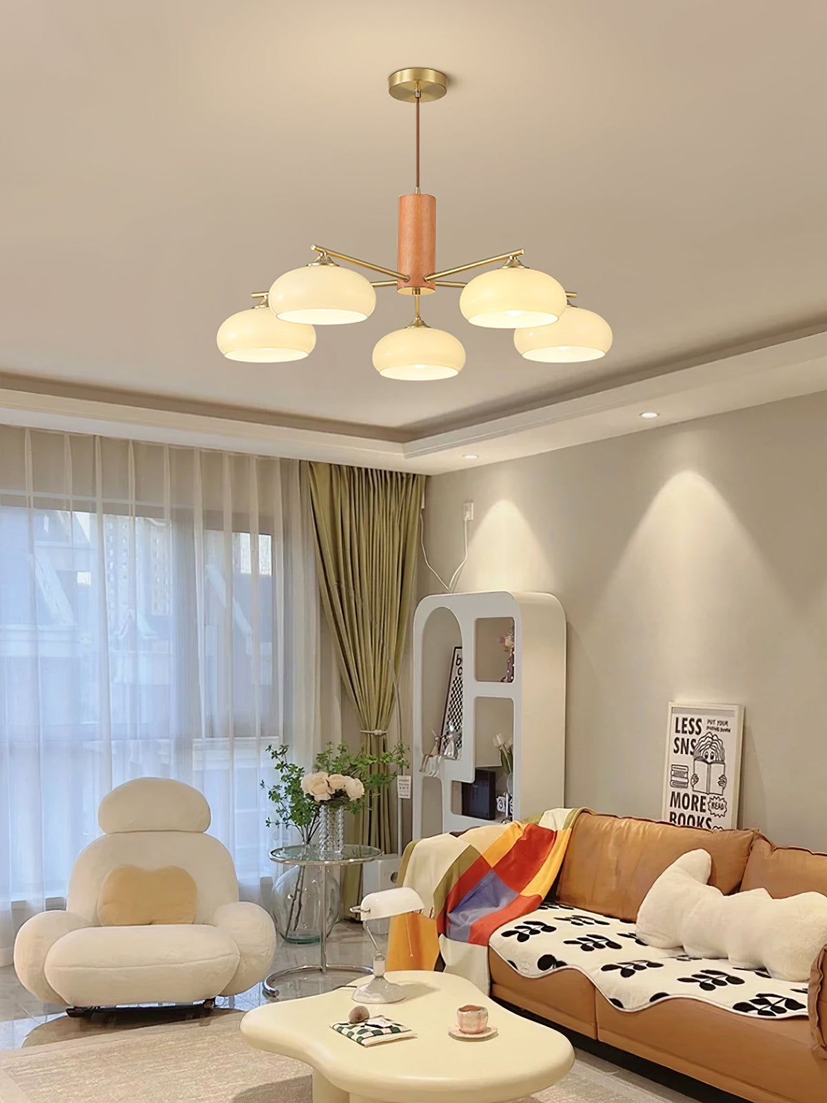 
Nova Persimmon Metal and Glass Chandelier with Brass Arms