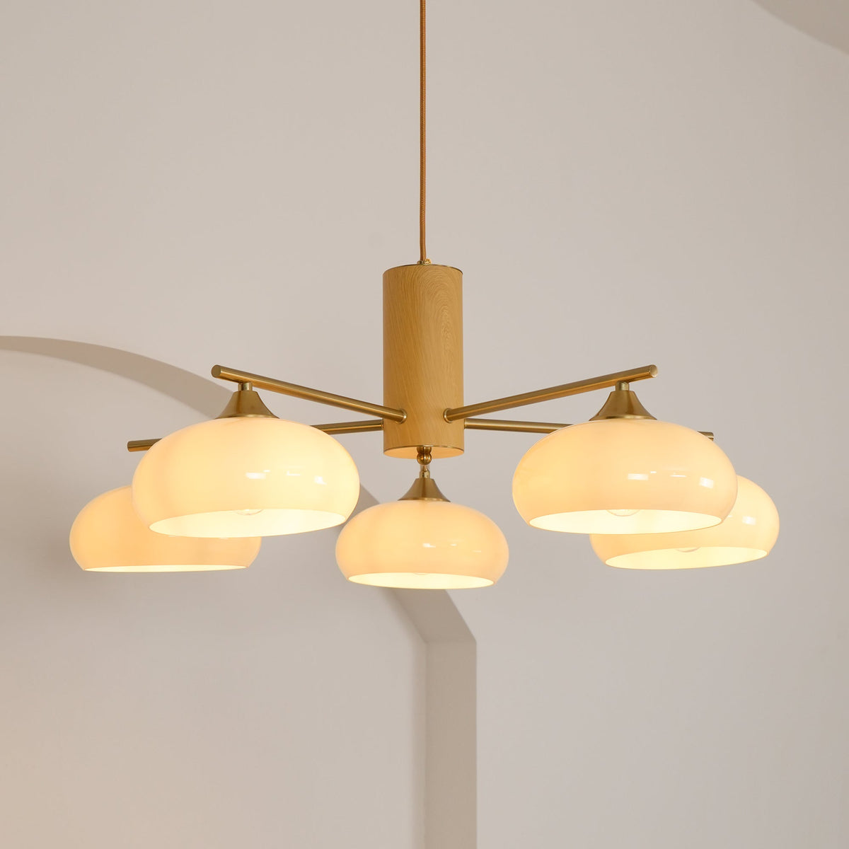 
Nova Persimmon Metal and Glass Chandelier with Brass Arms