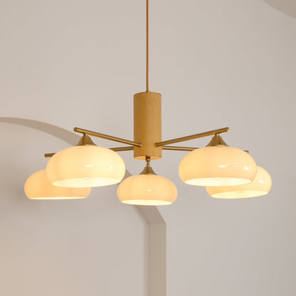 Nova Persimmon Metal and Glass Chandelier with Brass Arms