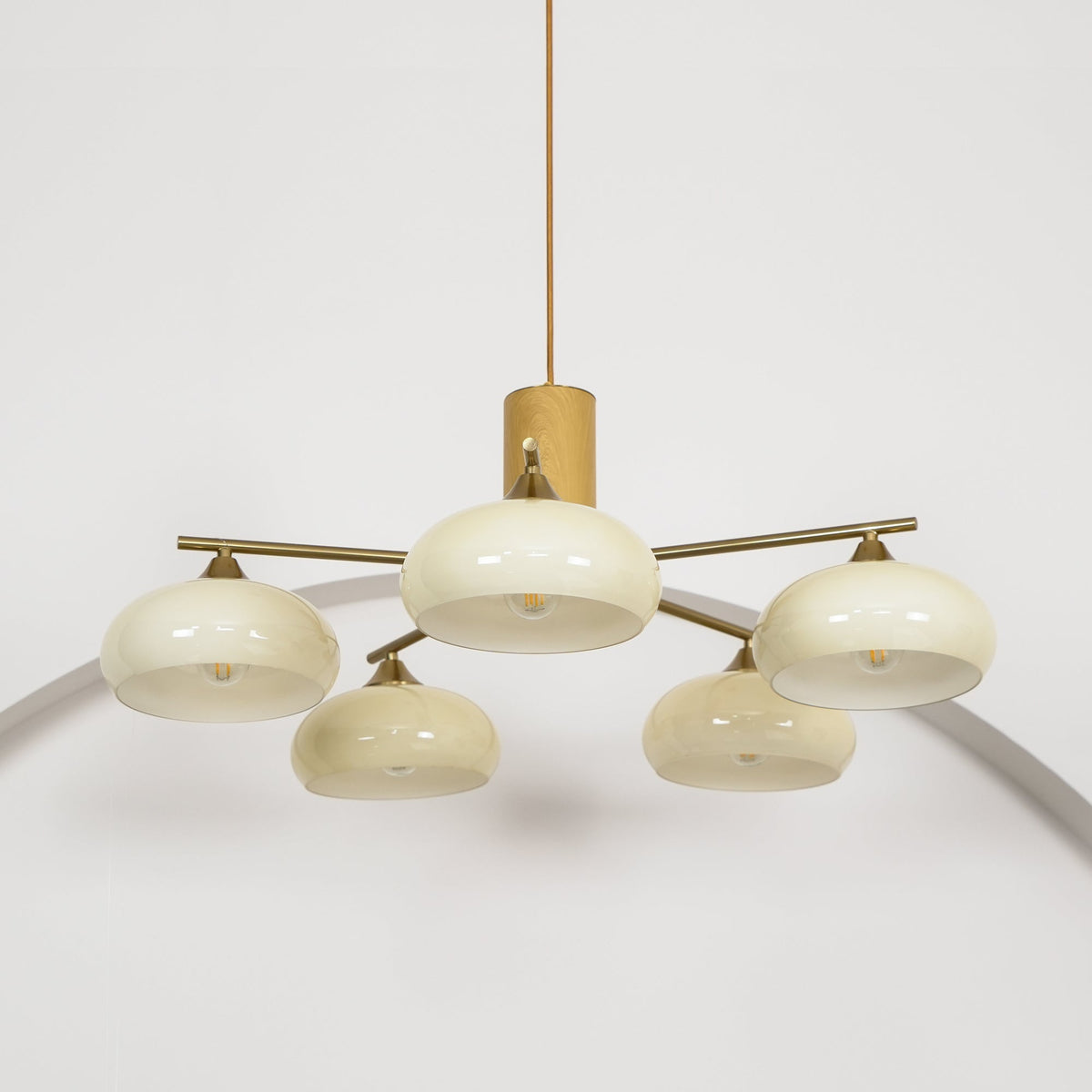 
Nova Persimmon Metal and Glass Chandelier with Brass Arms