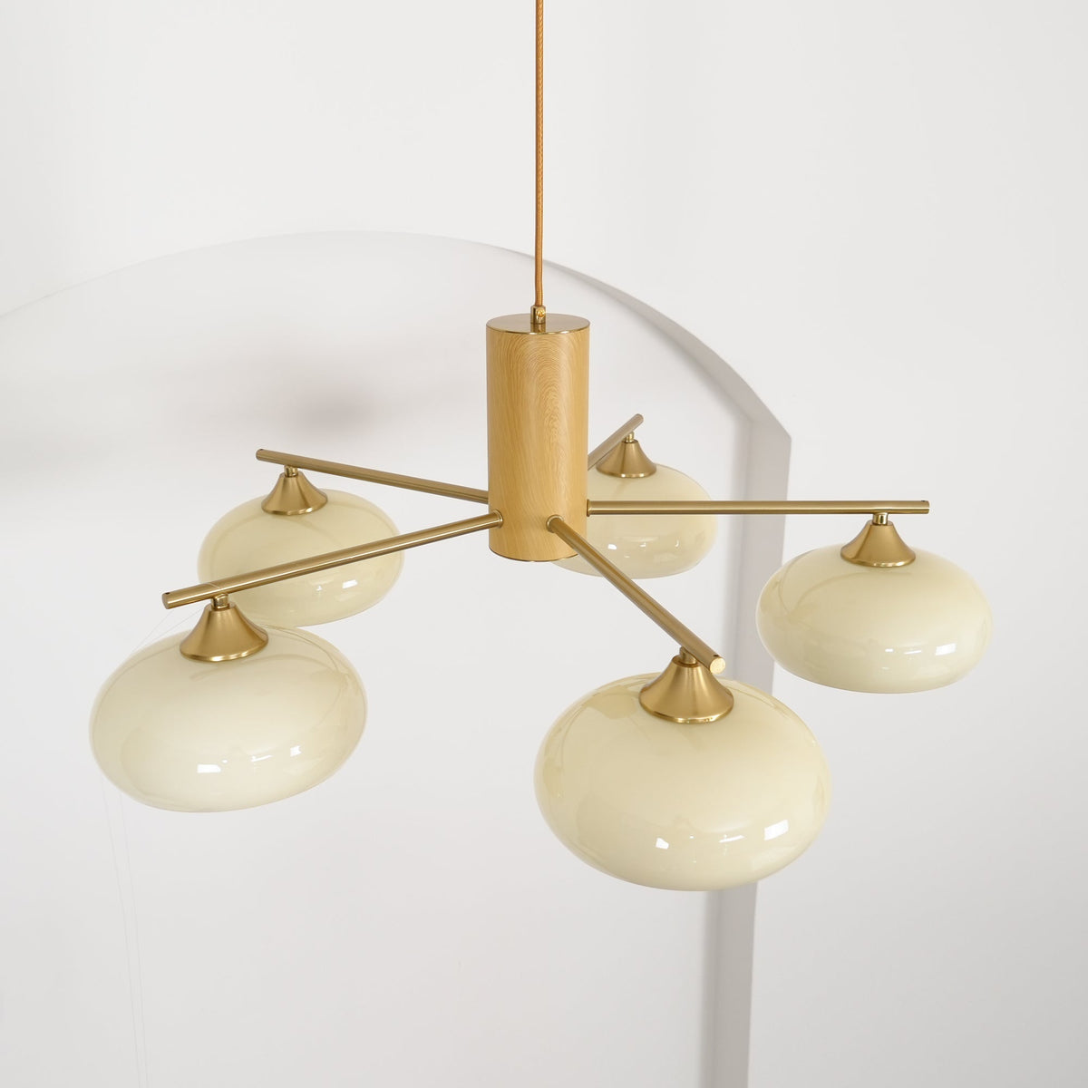 
Nova Persimmon Metal and Glass Chandelier with Brass Arms