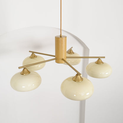 Nova Persimmon Metal and Glass Chandelier with Brass Arms