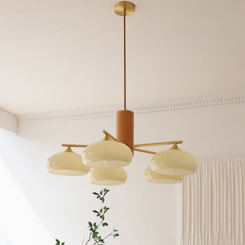 
Nova Persimmon Metal and Glass Chandelier with Brass Arms