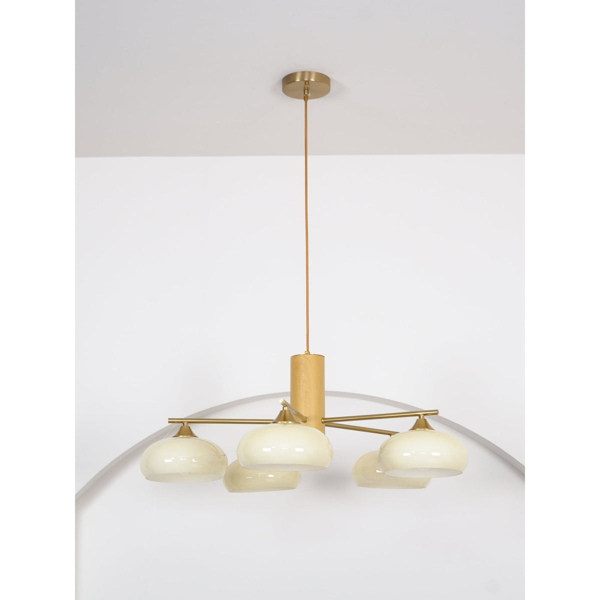 
Nova Persimmon Metal and Glass Chandelier with Brass Arms