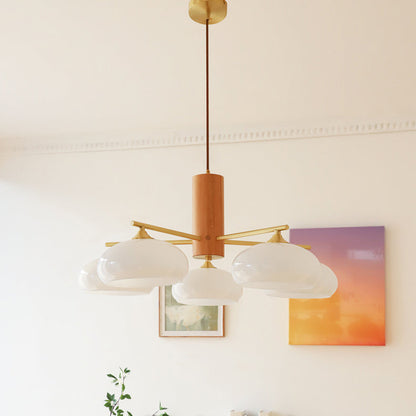 Nova Persimmon Metal and Glass Chandelier with Brass Arms