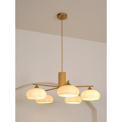 Nova Persimmon Metal and Glass Chandelier with Brass Arms
