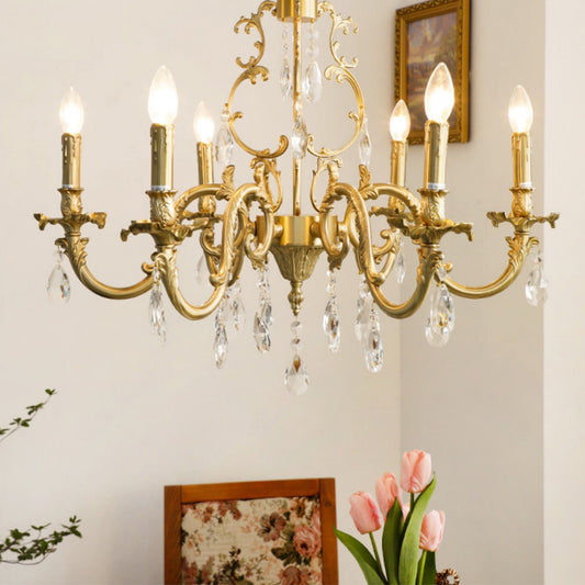 
Olrinila Postmodern Brass Chandelier with Crystal Detail