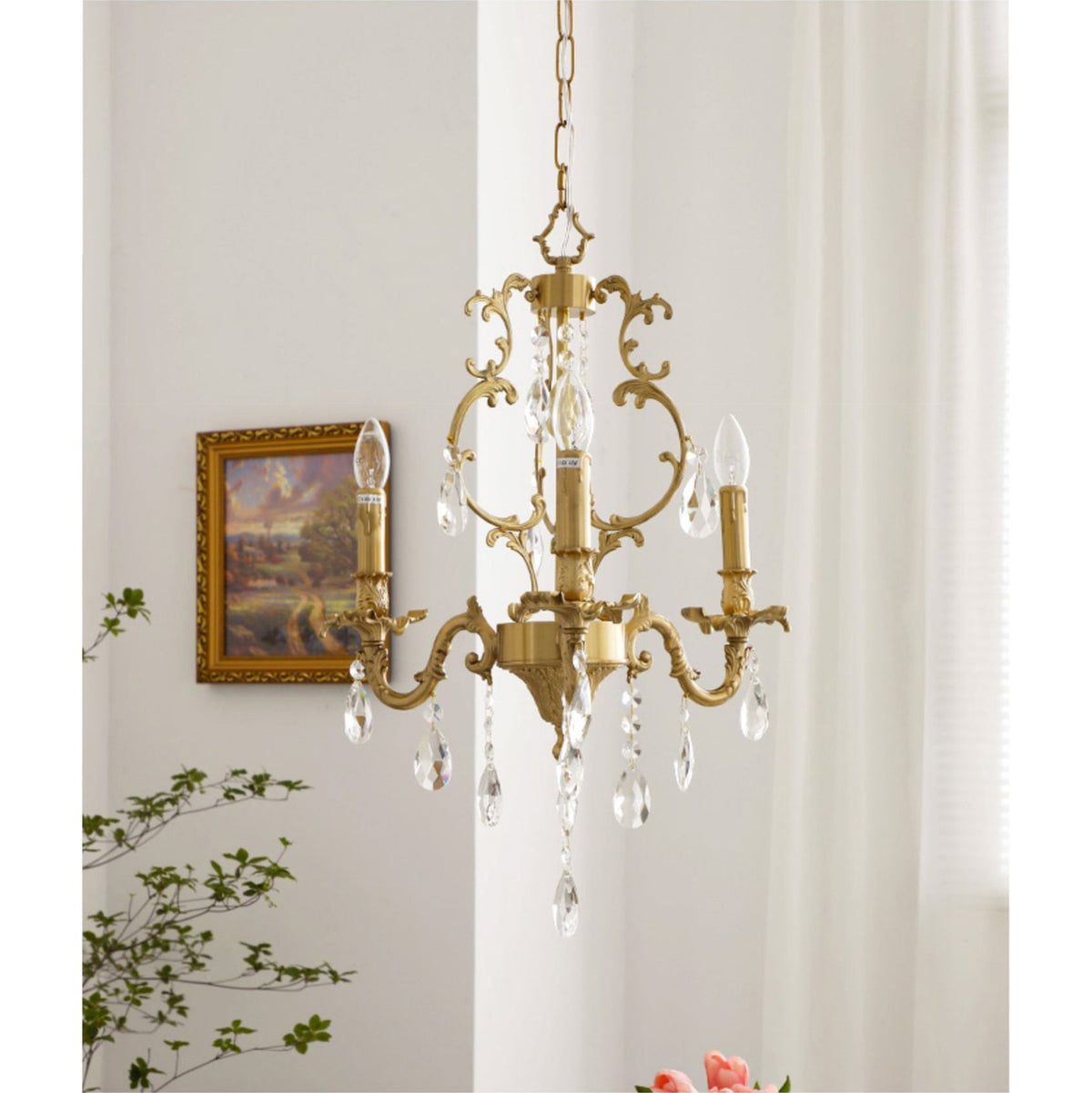 
Olrinila Postmodern Brass Chandelier with Crystal Detail