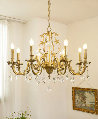 Olrinila Postmodern Brass Chandelier with Crystal Detail
