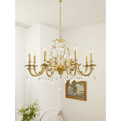 Olrinila Postmodern Brass Chandelier with Crystal Detail