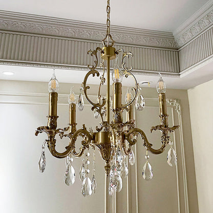 Olrinila Postmodern Brass Chandelier with Crystal Detail