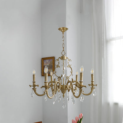 Olrinila Postmodern Brass Chandelier with Crystal Detail