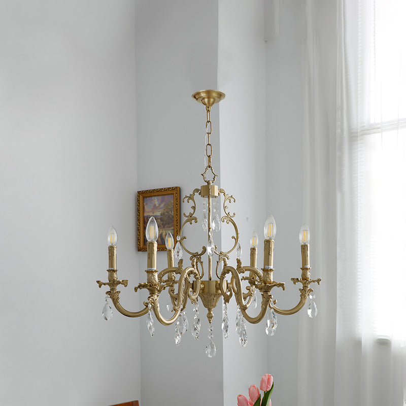 
Olrinila Postmodern Brass Chandelier with Crystal Detail