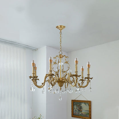 Olrinila Postmodern Brass Chandelier with Crystal Detail