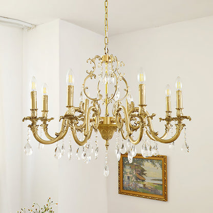 Olrinila Postmodern Brass Chandelier with Crystal Detail