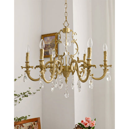 Olrinila Postmodern Brass Chandelier with Crystal Detail