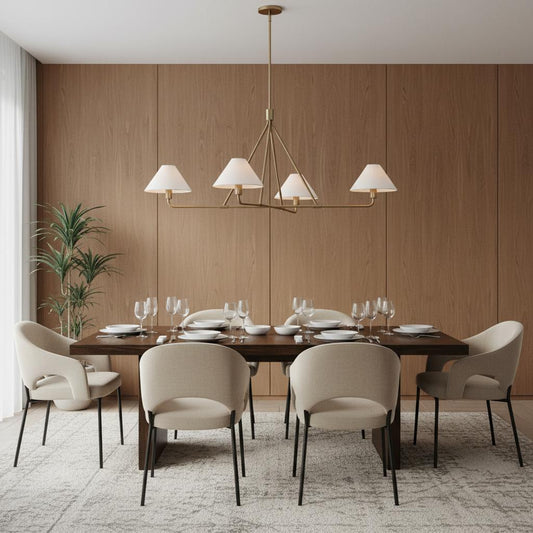 
Vector Brass Fabric Chandelier Dimmable Compatible